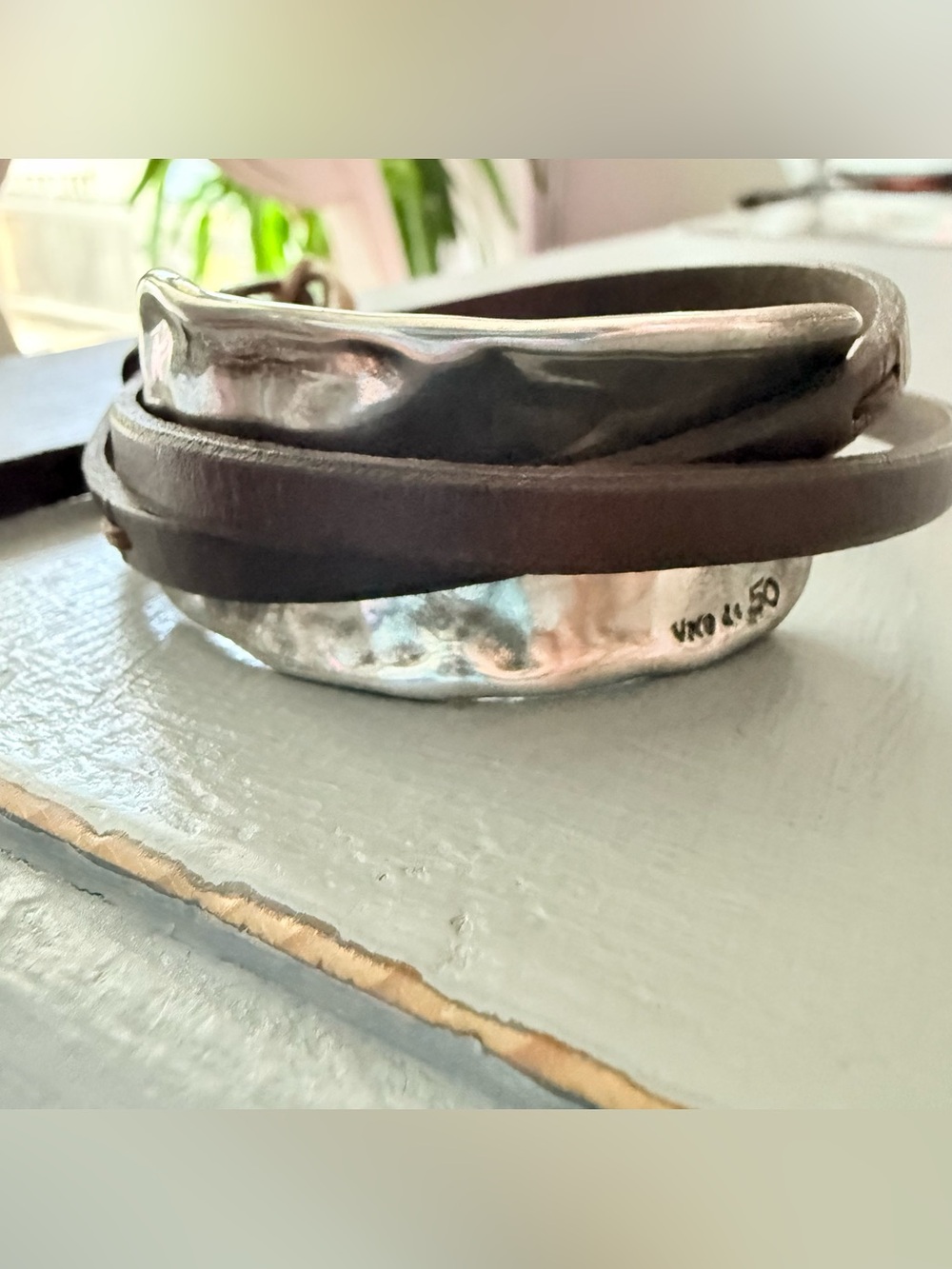 Uno de 50 Brown Leather Wrap Bracelet NEW